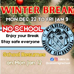 Winter Break•No School (Enjoy!)